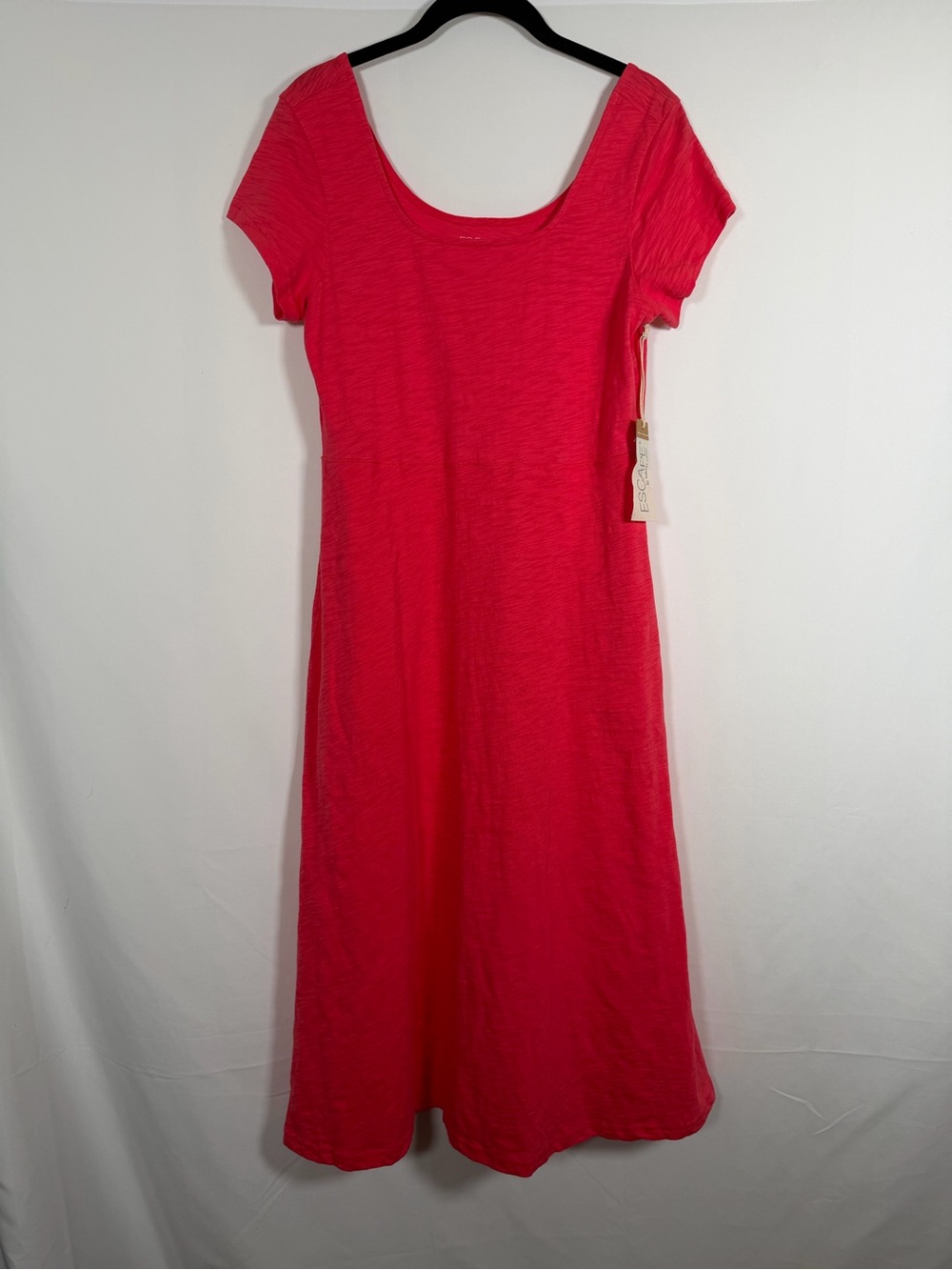 Escape by Habitat Bright Pink Scoop-Neck Midi Dress 100% Cotton with Pockets